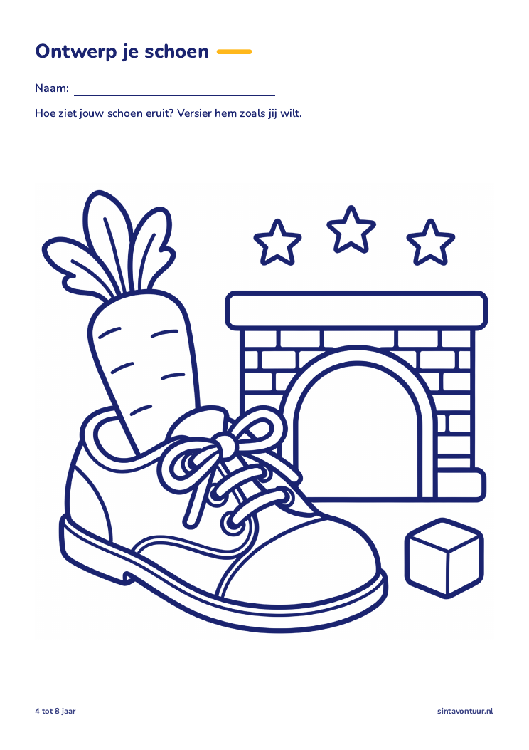 Ontwerp je schoen, sinterklaas werkblad om te printen